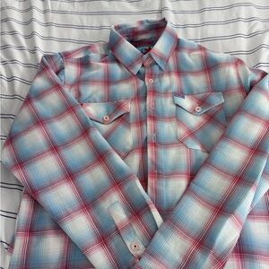 DIXXON Men's Red and Blue Plaid Shirt